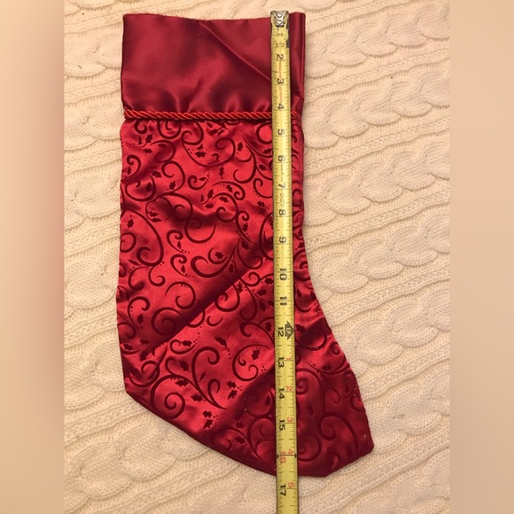 Satin Deep Red Christmas Stocking Regular Size - Picture 3 of 5